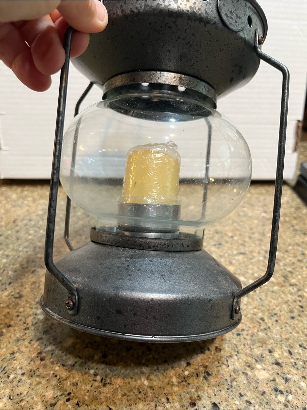 Vintage Lantern With Glass Orb Shade - Picture 6 of 9